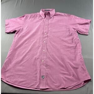 Daniel Cremieux Men’s Large Pink Micro Check Button Down Short Sleeve Shirt